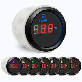 Signal Adjustable Universal Digital Fuel Level Gauge Meter 7 Color Backlight 52mm 12V/24V