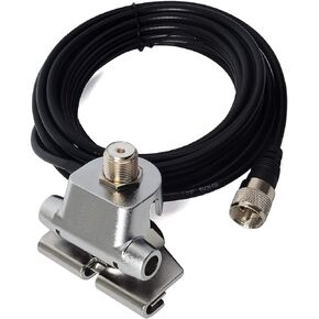 HYS Mobile Radio Antenna Mount Base Clip Trunk Lid Hatchback Bracket with SO239 to PL-259 Connector,16.4Ft of RG-58 Coax Cable