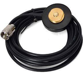 55mm Mini NMO Magnet Antenna Mobile Radio Base, Low Loss W/5M RG58 Coaxial Cable PL-259 Plug for Vehicle Car Truck CB/HF/VHF/UHF Magetic Antennas