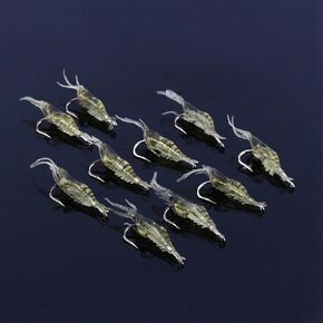 10Pcs Shrimp Simulation Soft, Voodoo Shrimp 2In Gulp Prawn Lure Bait Hook Tackle Bass Fishing Lures