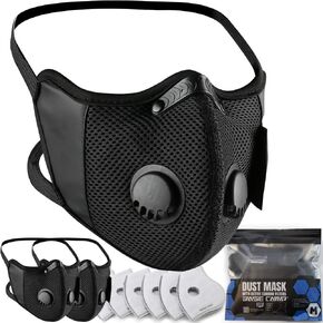 BASE CAMP M Cross Dust Mask, Reusable Breathable Comfortable Sport Safety Work Mask with Extra 6 Activated Carbon Filters
