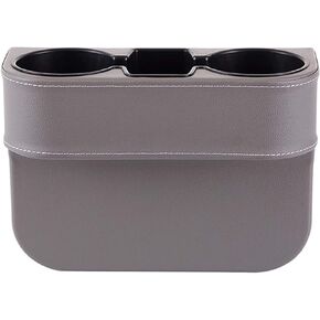 Car Cup Holder Organizer with PU Leather,Front Between Seat Gap Filler,Seat Cup Cell Phone Drinks Holder Glove Box Car Interior Organizer Trunk SUV (Beige)