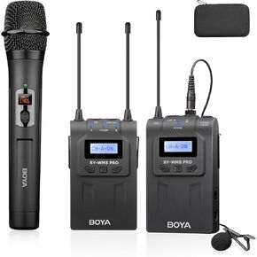 BOYA by-WM8 PRO-K2 UHF Wireless Lavalier Microphone Systems for Cameras Camcorder Smartphone 48-Channel, Real-Monitoring, 984ft, Mic for Live Streaming Video Recording Interview (by-WM8 PRO-K2)