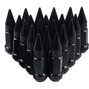 20PCS M12x1.5 Car Wheel Lug Nuts with Pointed Cap, 60mm Height Aluminum Anti-Corrosion Automotive Wheels Rims Lug Nuts, Vehicle Cap Spiked Extended Tuner, Universal for SUV Truck RV（Black）