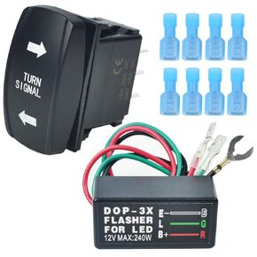 Turn Signal Rocker Switch and Flasher Relay Combo Kit for ATV UTV RV Boat Off-Road Truck Tractor Motorcycle 4Pin IP67 ON/Off/ON Universal Motor Internal Switch