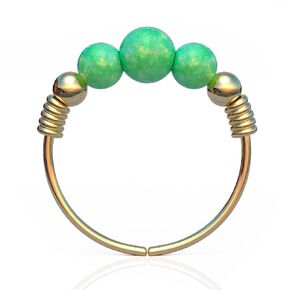 Green Opal Helix Ring Piercing 20G - Thin 14k Gold Filled Cartilage Hoop Earring - Handmade Ear Jewelry For Women