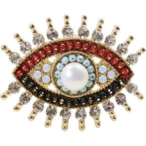 Lucky Charm Evil Eye Brooch Pin Women Freshwater Pearl and Rhinestone Crystal Vintage Lapel Pin for Wedding Party Necklace Dual Purpose Brooch Ladies Accessories Shawl Scarf Buckle Sweater Cardigan Men Women Gifts