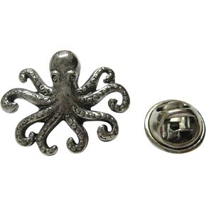 Silver Toned Textured Octopus Lapel Pin