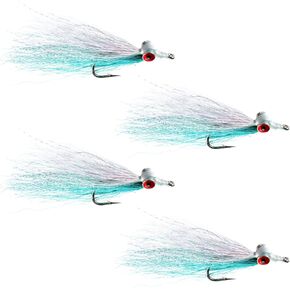 The Fly Fishing Place Clousers Freshwater Deep Minnow Blue White - Streamer Fly Fishing Flies - 4 Trout and Bass Flies - Hook Size 4