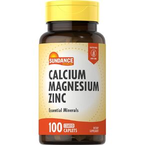 Calcium Magnesium Zinc | 100 Caplets | Essential Mineral Supplement | Vegetarian, Non-GMO, and Gluten Free Formula | by Sundance