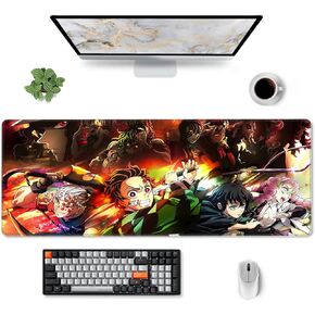 Large Mouse Pad for Demon Slayer - Non Slip Rubber Base Gaming Anime Mouse Pad for Computer | Kimetsu No Yaiba 11.8 X 31.5in Home Office Long Mouse Mat