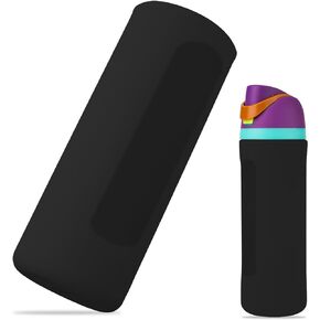 Silicone Water Bottle Boot for Owala 24oz, Full Wrap Protection Anti-Sliding Bottom Protective Sleeve Case Compatible with FreeSip Water Bottle Gift for Owala Protector Cover Accessory (Black)
