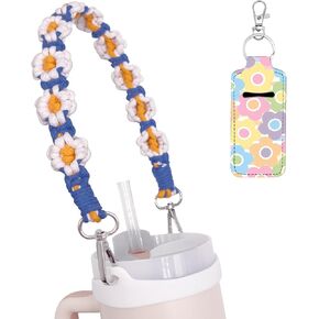 Water Bottle Handle with Lip Balm Holder, Sling Holder Lanyard, Carrier with Strap, Compatible with Stanley Cup