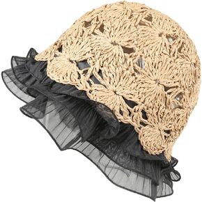 Sun Hat Womens Straw Hat Pearl Hats Summer Beach Hat Sun Visor Packable Beach Bucket Cute Cool Hat Sun Visors Hat with Lace
