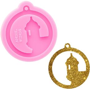 Super Glossy Tower Resin Mold Round Castle Shaped Puerto-Rico Mould Craft Keychain, Silicone Mold for Epoxy Resin Jewellery Making