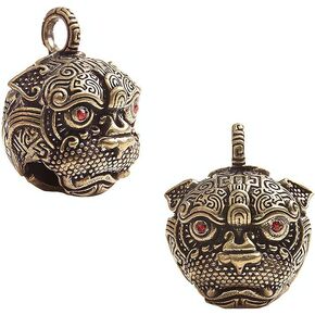 Opexicos 2Pcs Brass Big Eye Tiger Bell Head Accessories Bell Car Keychain Pendant Crafts