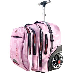 Rolling Backpack, 22 Inch Backpack with Wheels for Women, Large Wheeled Backpack with Large Capacity for Travel, Waterproof Roller Backpack with Laptop Compartment (Pinkish)
