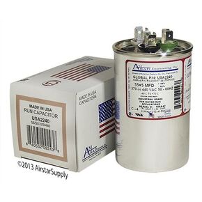 Goodman CAP050550440RTP Replacement - 55 + 5 uf/Mfd 370/440 VAC AmRad Round Dual Universal Capacitor, Made in The U.S.A.