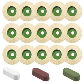 18Pcs 4 Inch Wool Felt Disc Wheel Pad with Buffing Polishing Cutting Compounds Set, 5/8"Arbor Polish Wheel for Metal Marble Stone Furniture Car