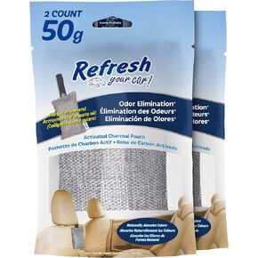 Refresh Your Car! Car Air Freshener And Deodorizer, Odor Eliminator Charcoal Deodorizer Bags, Set Of 2, Fragrance Free
