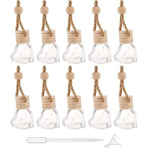 Car Aromatherapy Essential Oil Diffuser Bottle,10 Pack Car Air Freshener Bottle Empty Hanging Perfume Bottle Fragrance Decor Accessories Auto Window Ornament (round)