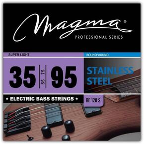 Magma Electric Bass Strings - Light Stainless Steel Bass Guitar Strings - Long Scale 34 inch 4 String Set of .040 - .0100 Gauge Strings (BE150S) - 1 Set