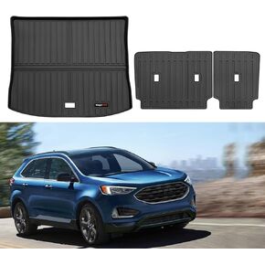 for 2015-2024 Ford Edge Cargo Mats Trunk Liner and Backrest Mat All Weather TPE Rubber Protection Mat for Ford Edge ST Accessories (Cargo Liner+Backrest Mat)