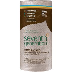 Seventh Generation Unbleached Paper Towels, 100% Recycled Paper, 6 Count, Pack of 4