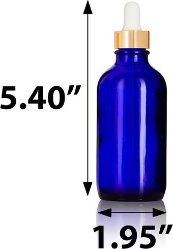 4 oz Glass Bottles with Gold Glass Dropper - 12 PACK l Choose Any Color Bottle l Clear, Cobalt Blue, Amber Brown (Amber) in Saudi Arabia