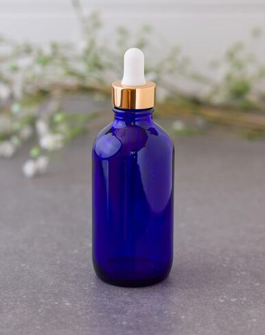 4 oz Glass Bottles with Gold Glass Dropper - 12 PACK l Choose Any Color Bottle l Clear, Cobalt Blue, Amber Brown (Amber) in Saudi Arabia