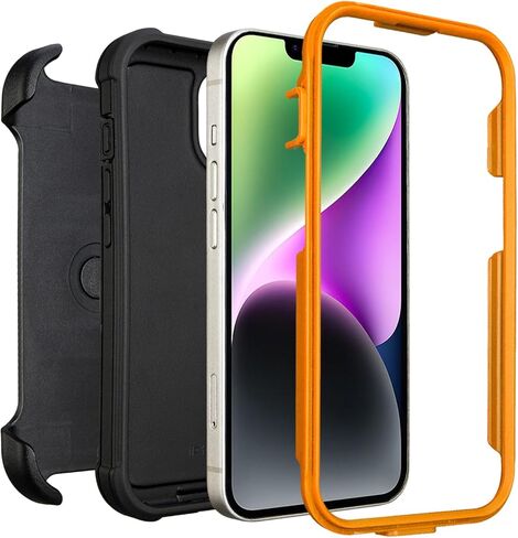 for Defender iPhone 14 Case with Clip,for Holster iPhone 14 Case with Kickstand,for Heavy Duty iPhone 14 Phone Case Rugged 2 Layers of Sturdy,Anti-Drop for Phone Case iPhone 14 Case Protective(Black) in Kuwait