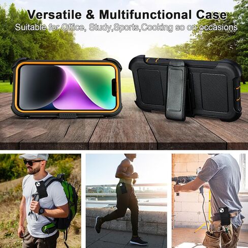 for Defender iPhone 14 Case with Clip,for Holster iPhone 14 Case with Kickstand,for Heavy Duty iPhone 14 Phone Case Rugged 2 Layers of Sturdy,Anti-Drop for Phone Case iPhone 14 Case Protective(Black) in Kuwait