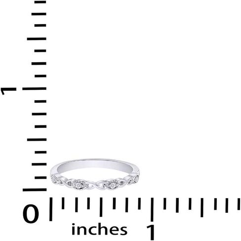 خاتم زفاف إنفينيتي من الألماس الطبيعي قابل للتكديس من الفضة الإسترليني عيار 14 قيراط مطلي بالذهب عيار 925 للنساء (0.04 قيراط، لون I-J، وضوح I2-I3) in Kuwait