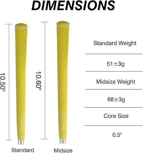 MAZEL Rubber Golf Grips Set of 10 - Midsize/ Standard Non-Slip Performance All-Weather Golf Club Grips for Driver,Chipper,Iron,Hybrid in Saudi Arabia