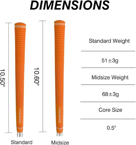 MAZEL Rubber Golf Grips Set of 10 - Midsize/ Standard Non-Slip Performance All-Weather Golf Club Grips for Driver,Chipper,Iron,Hybrid in Saudi Arabia