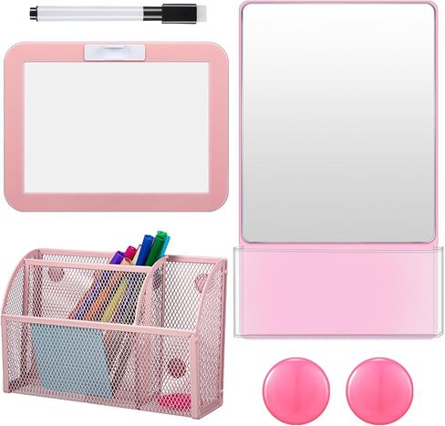 Magnetic Locker Accessories, Back to School Essentials, Include Magnetic Mirror with Holder, Magnetic Mesh Pen Holder, Small Whiteboard and Magnets for Office School Locker Organizer (Black) in Saudi Arabia