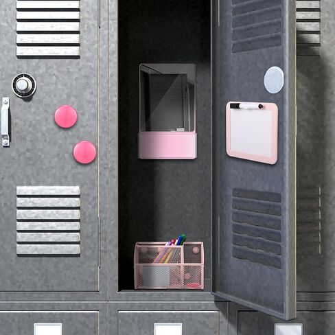 Magnetic Locker Accessories, Back to School Essentials, Include Magnetic Mirror with Holder, Magnetic Mesh Pen Holder, Small Whiteboard and Magnets for Office School Locker Organizer (Black) in Saudi Arabia