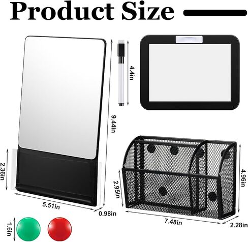 Magnetic Locker Accessories, Back to School Essentials, Include Magnetic Mirror with Holder, Magnetic Mesh Pen Holder, Small Whiteboard and Magnets for Office School Locker Organizer (Black) in Saudi Arabia