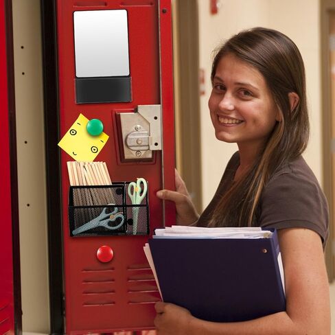 Magnetic Locker Accessories, Back to School Essentials, Include Magnetic Mirror with Holder, Magnetic Mesh Pen Holder, Small Whiteboard and Magnets for Office School Locker Organizer (Black) in Saudi Arabia