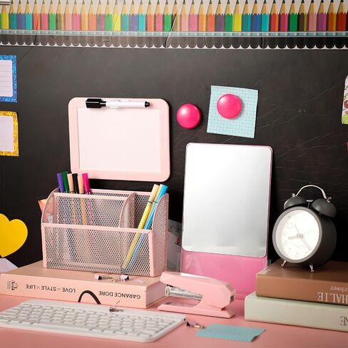 Magnetic Locker Accessories, Back to School Essentials, Include Magnetic Mirror with Holder, Magnetic Mesh Pen Holder, Small Whiteboard and Magnets for Office School Locker Organizer (Black) in Saudi Arabia