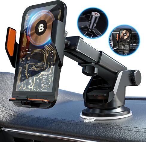 BENY Wireless Car Charger, 15W Fast Charging Phone Holder 3 in 1 Smart Auto Sensor Clamping Car Phone Mount for iPhone 15 14 13 12 11 Pro Max Xs, Samsung Galaxy S23 Ultra S22 S21 S20, S10+ S9+ in Saudi Arabia