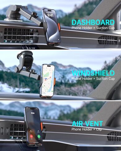 BENY Wireless Car Charger, 15W Fast Charging Phone Holder 3 in 1 Smart Auto Sensor Clamping Car Phone Mount for iPhone 15 14 13 12 11 Pro Max Xs, Samsung Galaxy S23 Ultra S22 S21 S20, S10+ S9+ in Saudi Arabia