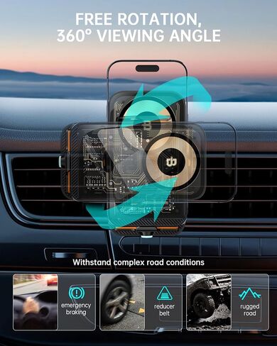 BENY Wireless Car Charger, 15W Fast Charging Phone Holder 3 in 1 Smart Auto Sensor Clamping Car Phone Mount for iPhone 15 14 13 12 11 Pro Max Xs, Samsung Galaxy S23 Ultra S22 S21 S20, S10+ S9+ in Saudi Arabia