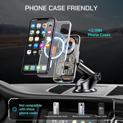 BENY Wireless Car Charger, 15W Fast Charging Phone Holder 3 in 1 Smart Auto Sensor Clamping Car Phone Mount for iPhone 15 14 13 12 11 Pro Max Xs, Samsung Galaxy S23 Ultra S22 S21 S20, S10+ S9+ in Saudi Arabia