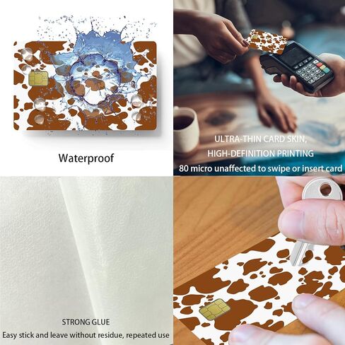 Cow Print Credit Card Stickers for Transportation, Key, Debit, Credit, Card Cover No Bubble, Slim, Waterproof, Anti-Wrinkling Removable Vinyl Bank Skin in Saudi Arabia