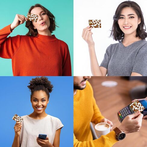 Cow Print Credit Card Stickers for Transportation, Key, Debit, Credit, Card Cover No Bubble, Slim, Waterproof, Anti-Wrinkling Removable Vinyl Bank Skin in Saudi Arabia