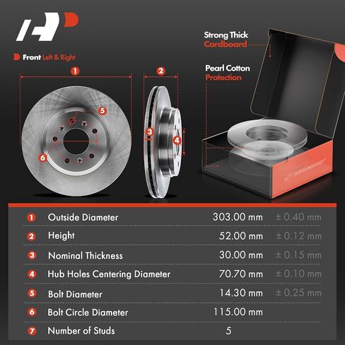 A-Premium 11.93 in (303mm) Front Vented Disc Brake Rotors + Ceramic Pads Kit Compatible with Select Buick and Chevy Models - Lucerne 06-11, Impala 06-13, Impala Limited 14-16, Monte Carlo 06-07, 6-PC in Saudi Arabia