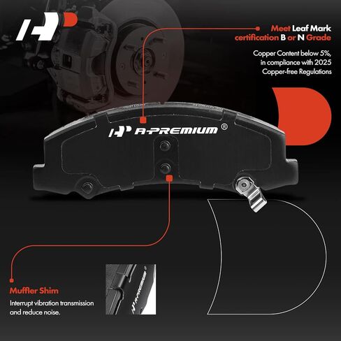 A-Premium 11.93 in (303mm) Front Vented Disc Brake Rotors + Ceramic Pads Kit Compatible with Select Buick and Chevy Models - Lucerne 06-11, Impala 06-13, Impala Limited 14-16, Monte Carlo 06-07, 6-PC in Saudi Arabia