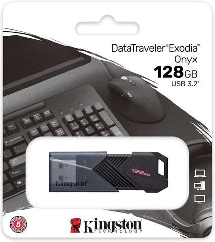 محرك أقراص فلاش USB عالي الأداء Kingston 128GB DataTraveler Exodia Onyx (DTXON/128GB) حزمة مع (1) كل شيء ما عدا حبل سترومبولي in Kuwait