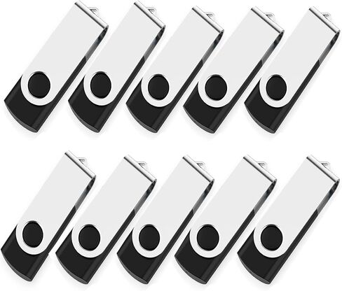 محرك فلاش USB 8 جيجابايت 20 حزمة، MAKACTUA USB 2.0 محركات أقراص فلاش محرك الإبهام، عصا ذاكرة دوارة، محرك أقراص فلاش، محرك أقراص بسحاب، أسود in Kuwait